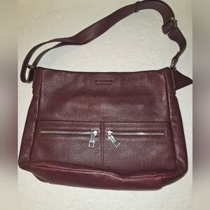 RUDSAK ATELIER NOIR Burgundy Pebbled Leather Large Shoulder/Crossbody Bag
